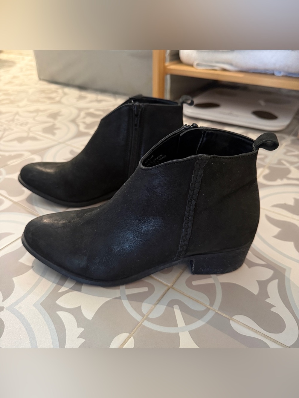 Steve Madden Black Braided-Trim Ankle Booties